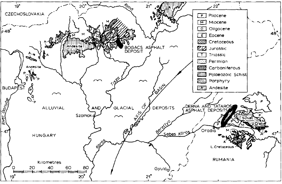 نقشه زمین‌شناسی و محل انباشت آسفالتی Derna
