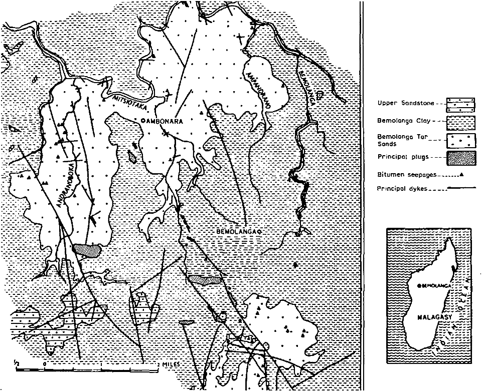 نقشه زمین شناسی ماسه های قیری Bemolanga،ماداگاسکار